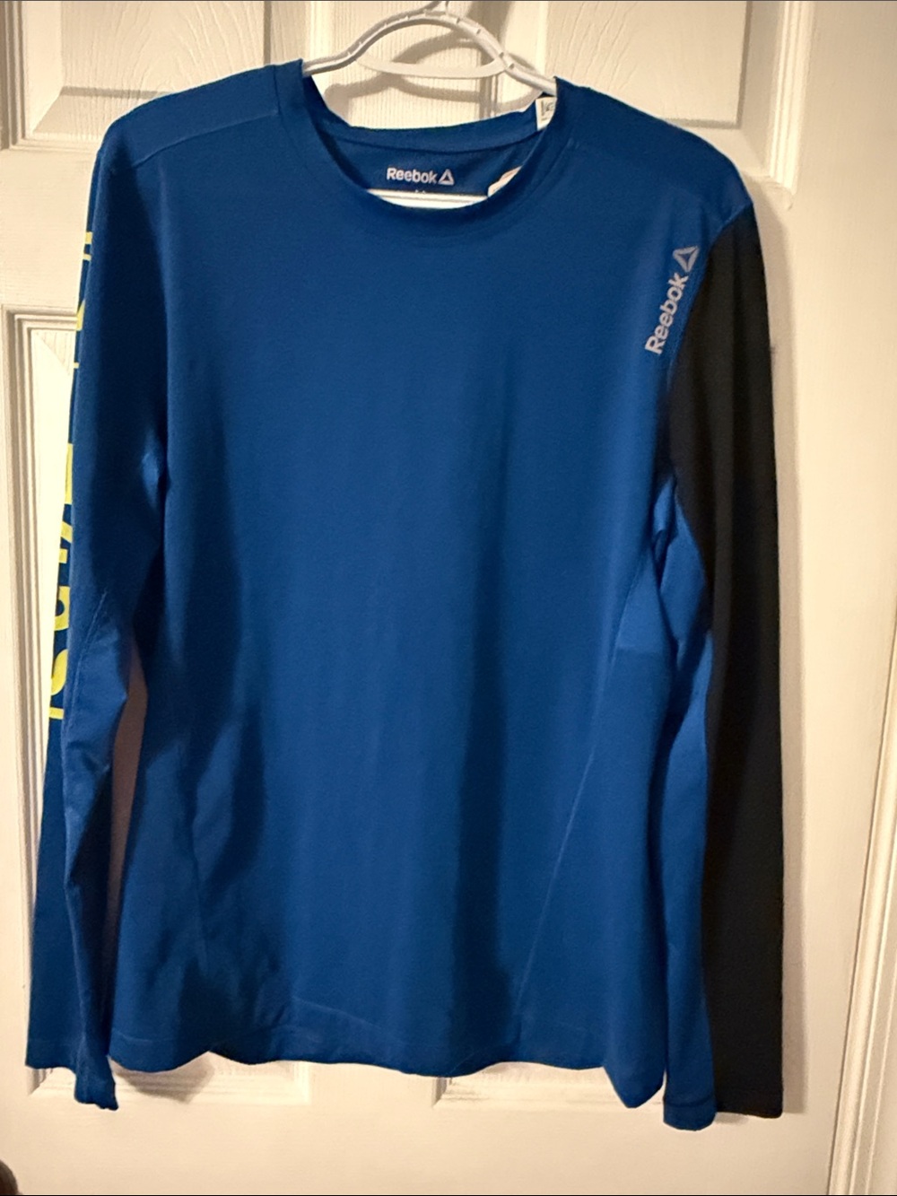 Reebok Blue Athletic Long Sleeve Top with Black Sleeve